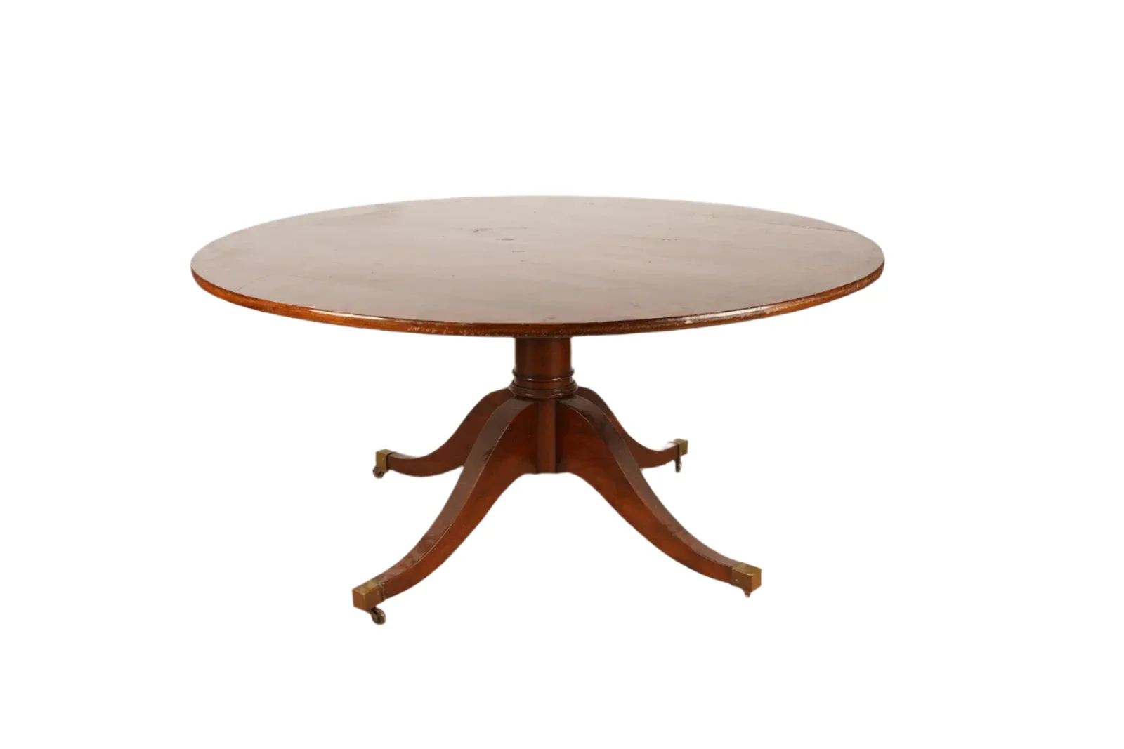 AF1-014: ANTIQUE EARLY 20th CENTURY ENGLISH REGENCY STYLE MAHOGANY 60" DIAMETER DINING TABLE - Image 10