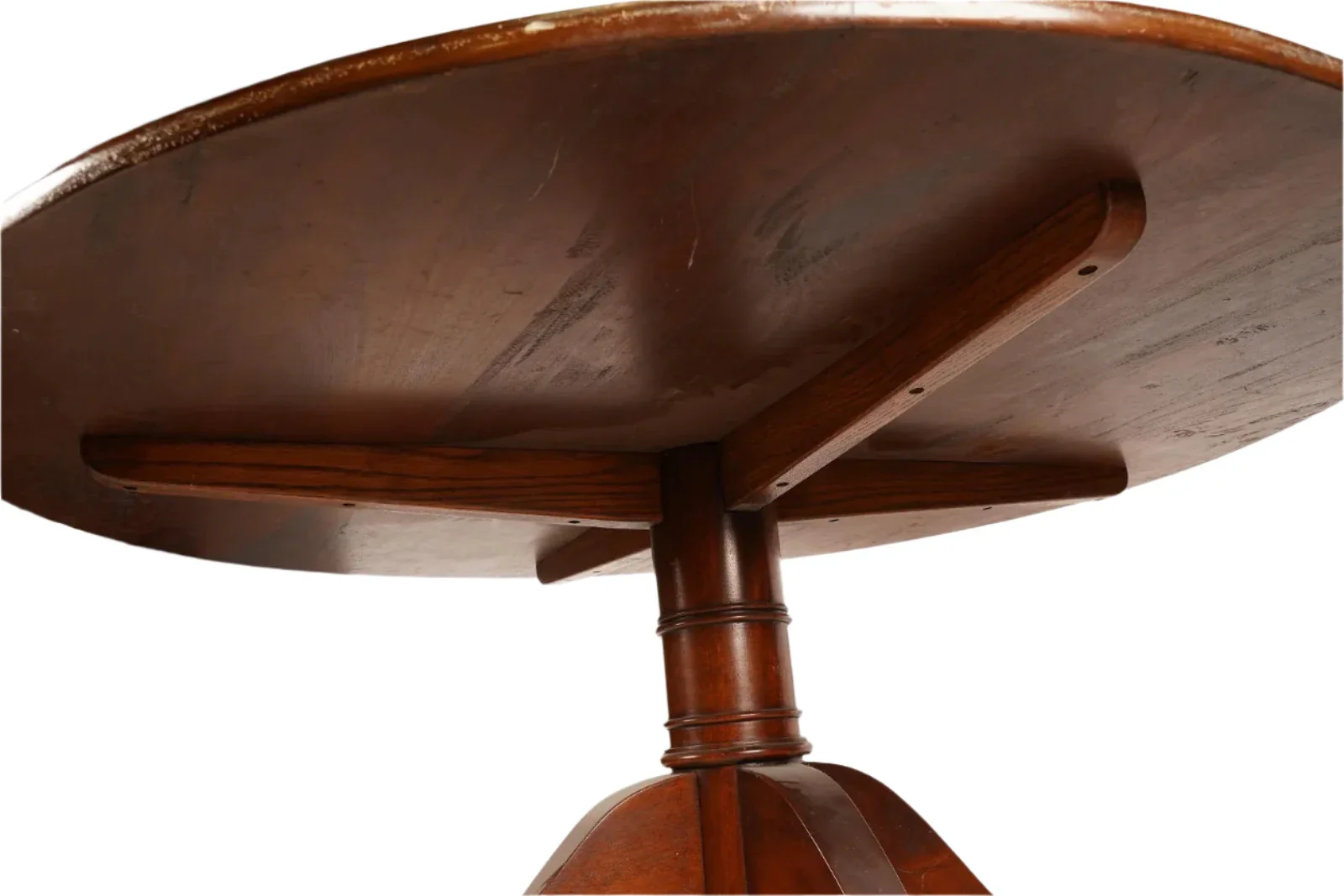 AF1-014: ANTIQUE EARLY 20th CENTURY ENGLISH REGENCY STYLE MAHOGANY 60" DIAMETER DINING TABLE - Image 5