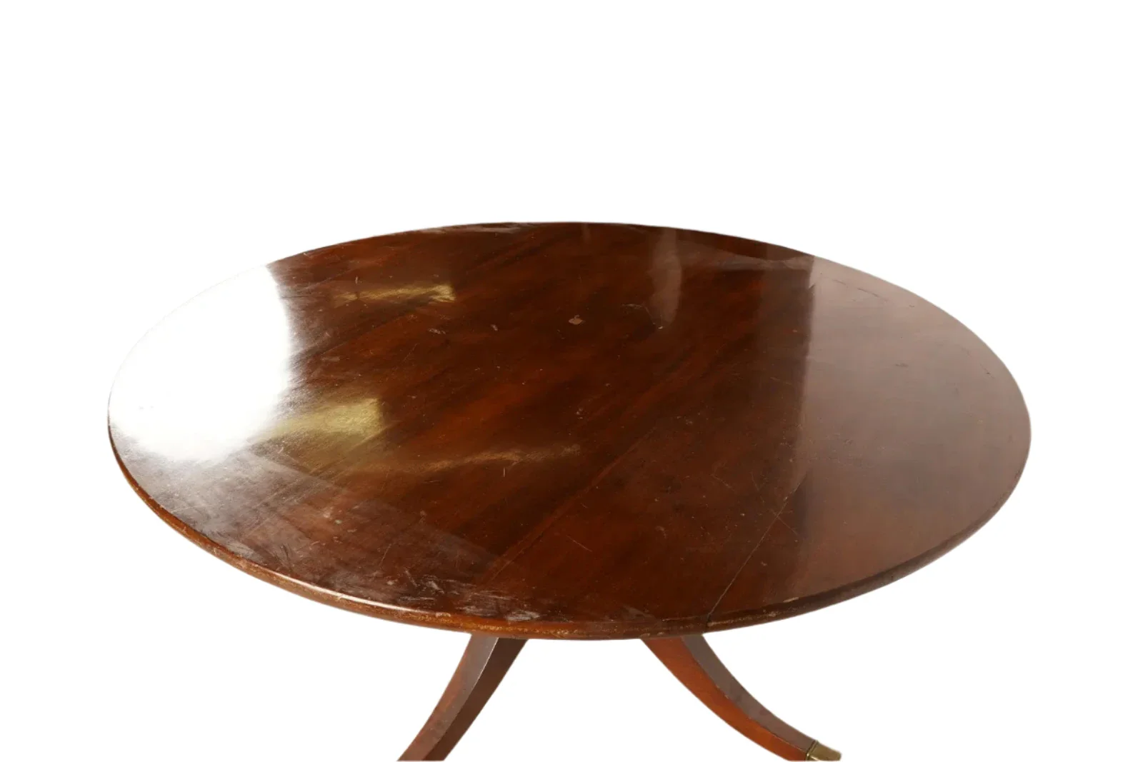 AF1-014: ANTIQUE EARLY 20th CENTURY ENGLISH REGENCY STYLE MAHOGANY 60" DIAMETER DINING TABLE - Image 9