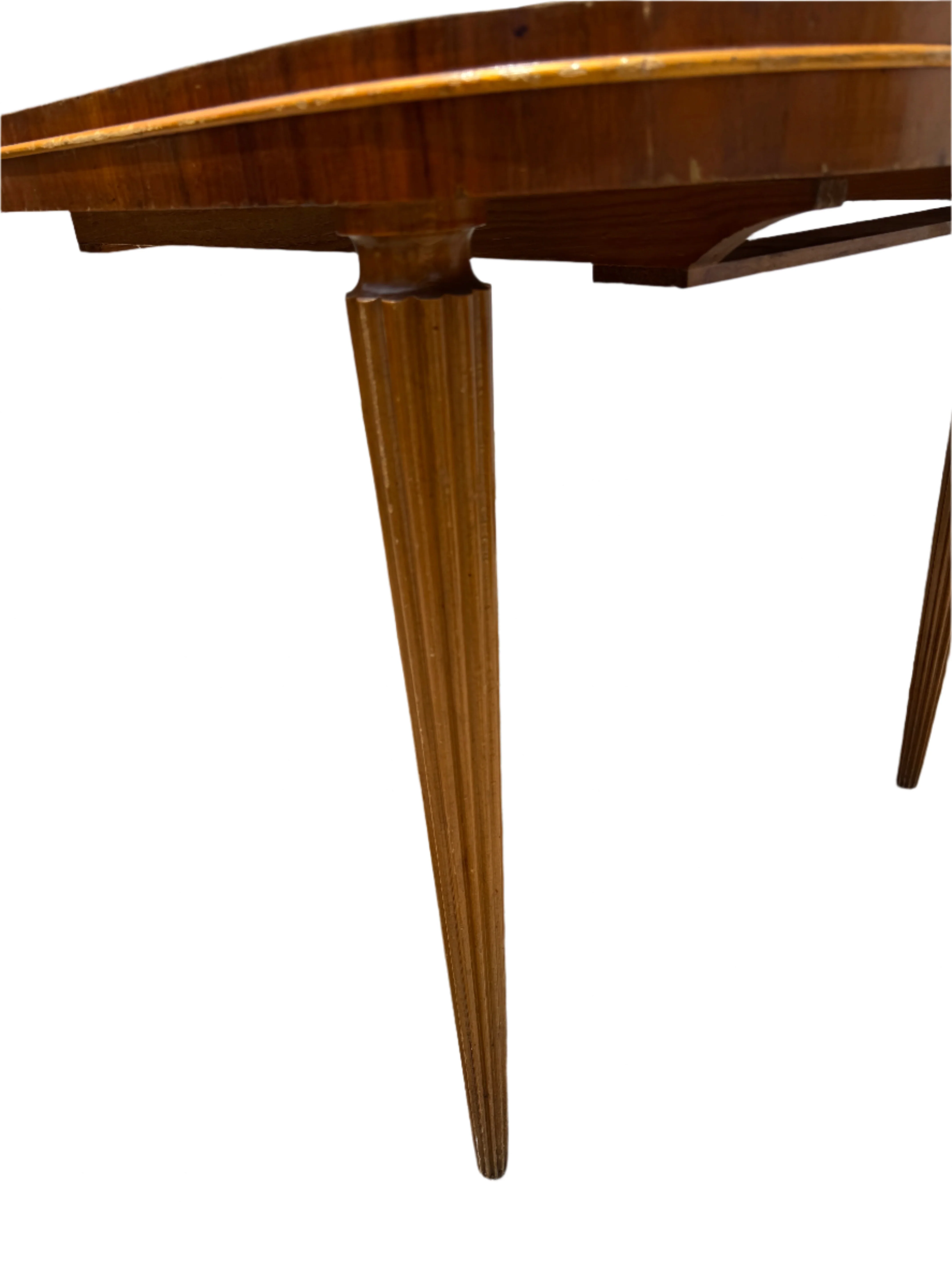 AF1-096: Vintage Moderne Walnut Dining Table With Swirl Walnut Bookmatched Veneer Top - Image 6