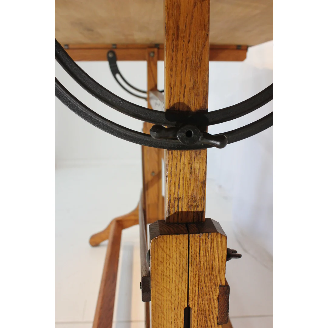 AF1-111 - Antique Early 20th Century Architects Oak and Beech Wood Drafting Table - Image 5