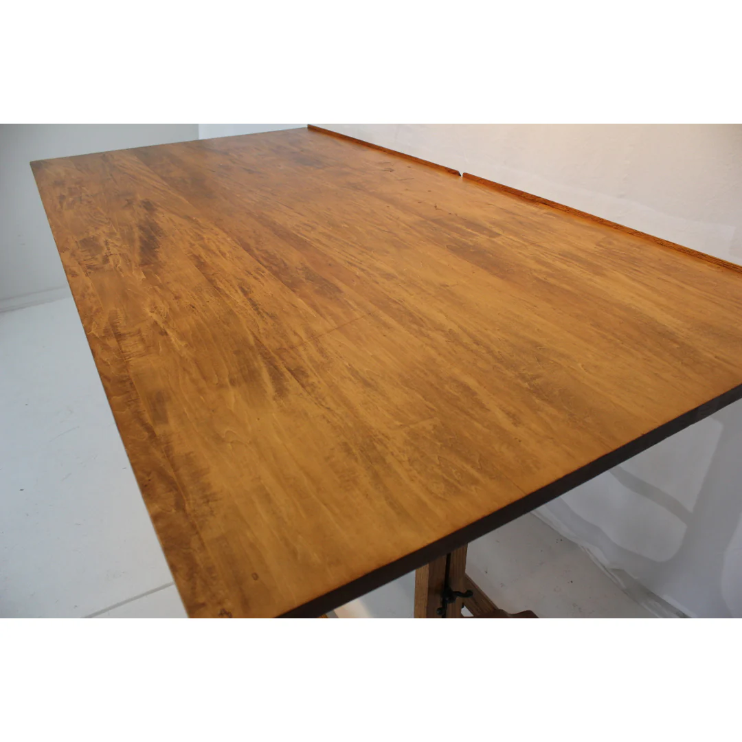 AF1-111 - Antique Early 20th Century Architects Oak and Beech Wood Drafting Table - Image 7