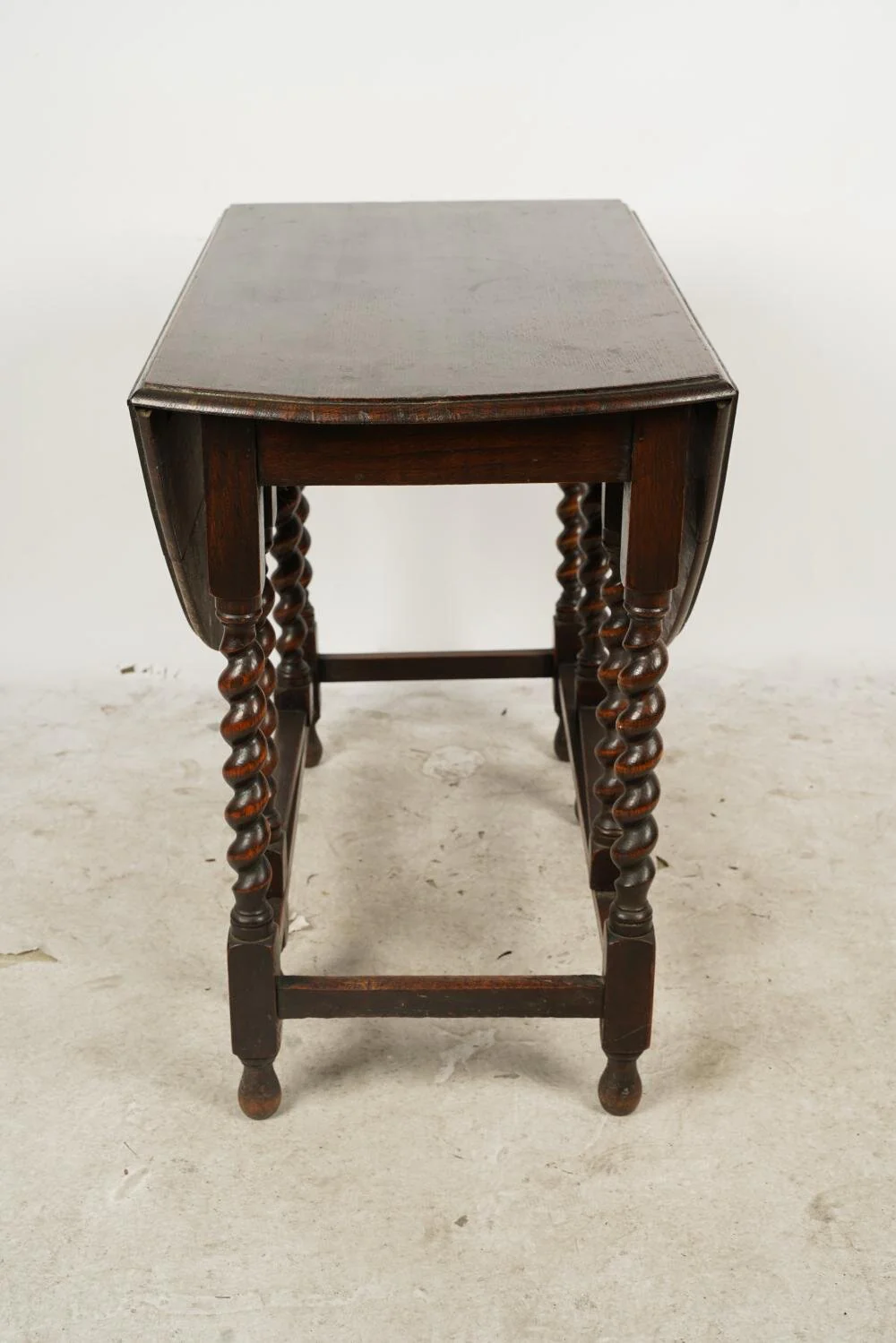 AF1-112: Antique Late 18th Century American Oak Barley Twist Gate Leg Drop Leaf Dining Table - Image 14