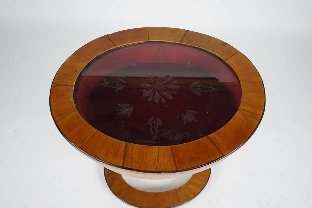 AF1-113: ANTIQUE MID 19TH CENTURY AUSTRIAN BIEDERMEIER OVAL VITRINE SIDE TABLE - Image 3