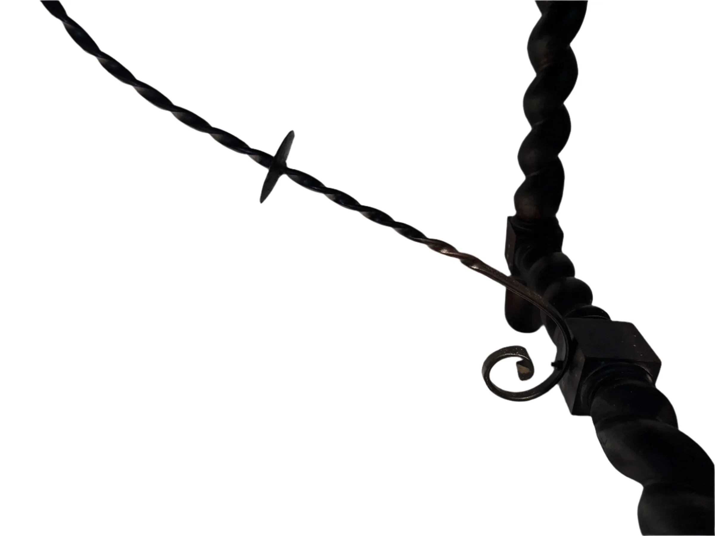 AF1-312: Antique Late 19th Century  Spanish Colonial Revival Table with Barley Twist Legs & Iron Stretchers - Image 6