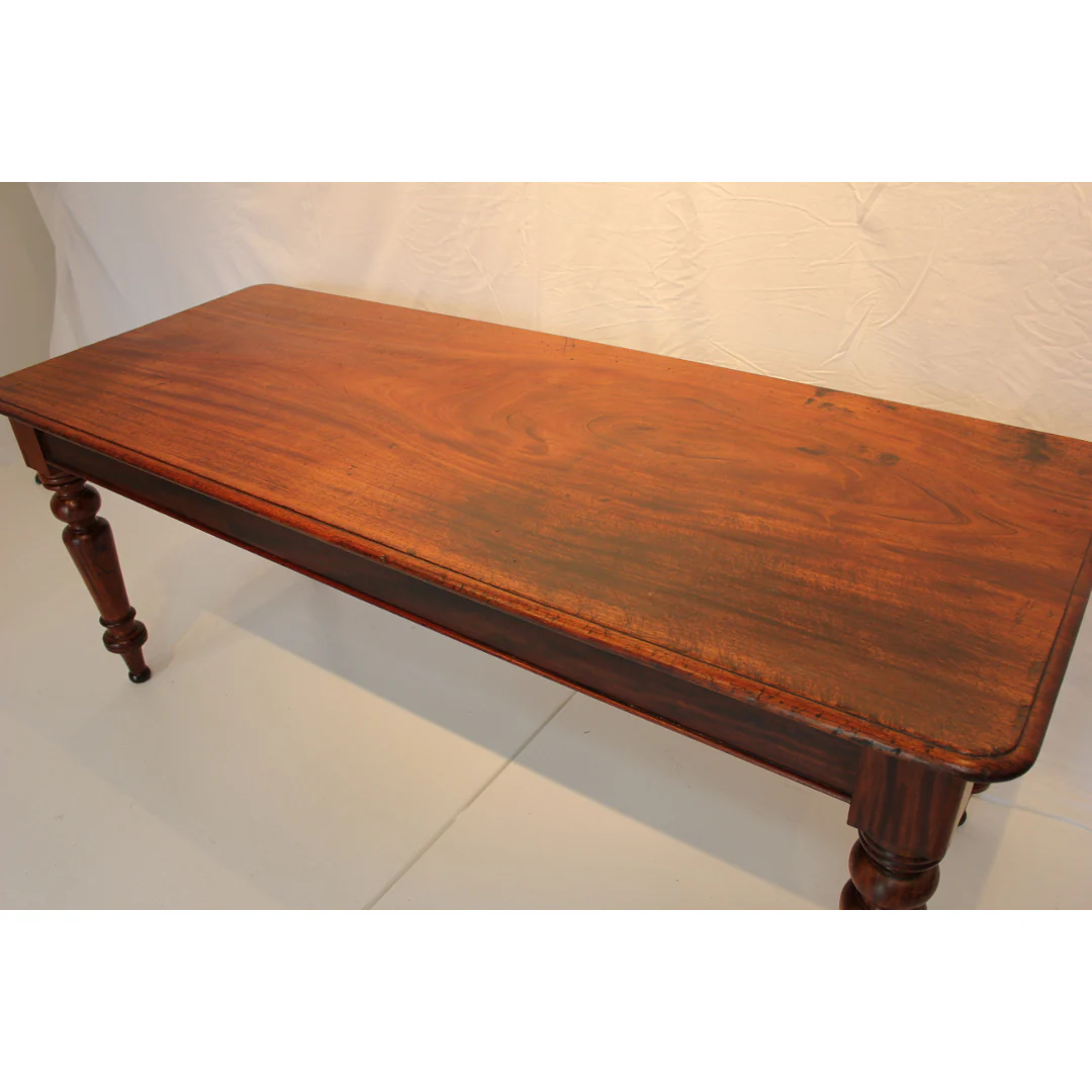 AF1-320: Antique American Classical Single Plank Mahogany Farm Table Mid 19th Century - Image 13