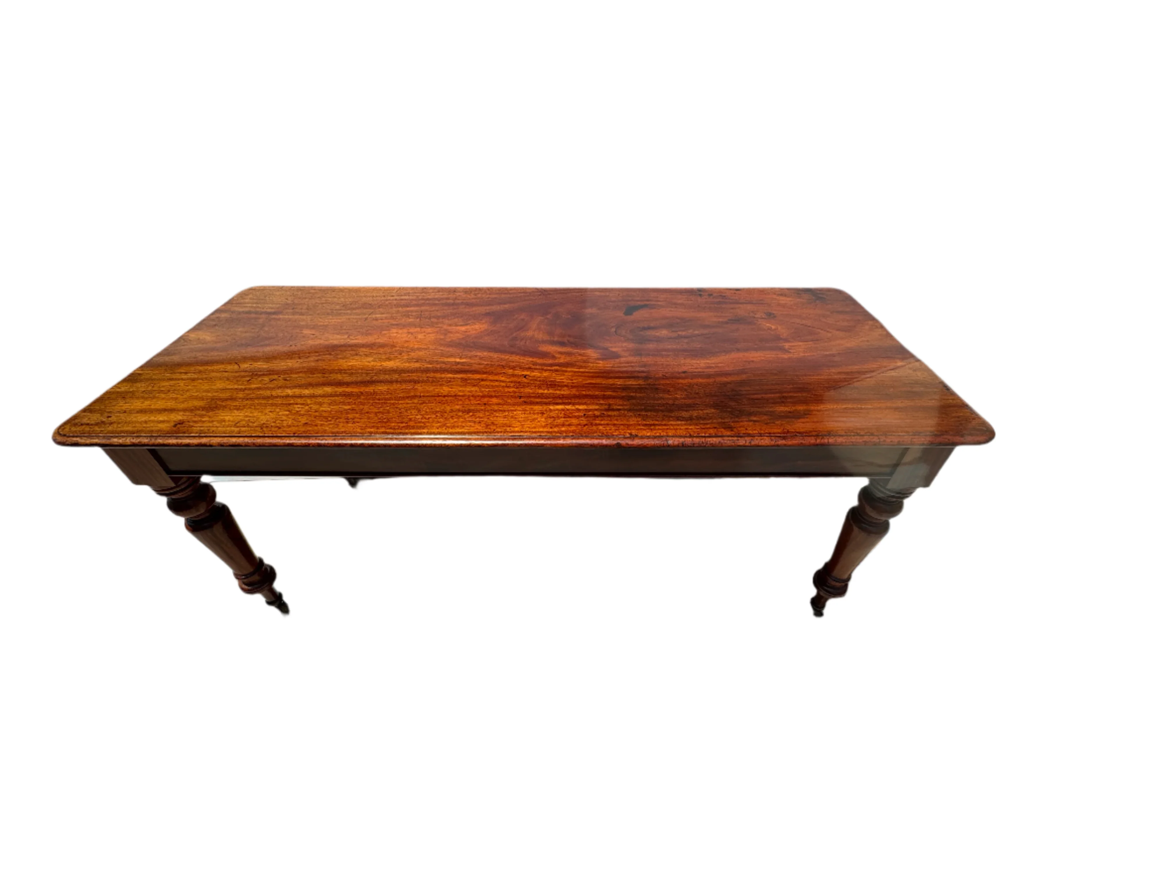 AF1-320: Antique American Classical Single Plank Mahogany Farm Table Mid 19th Century - Image 4