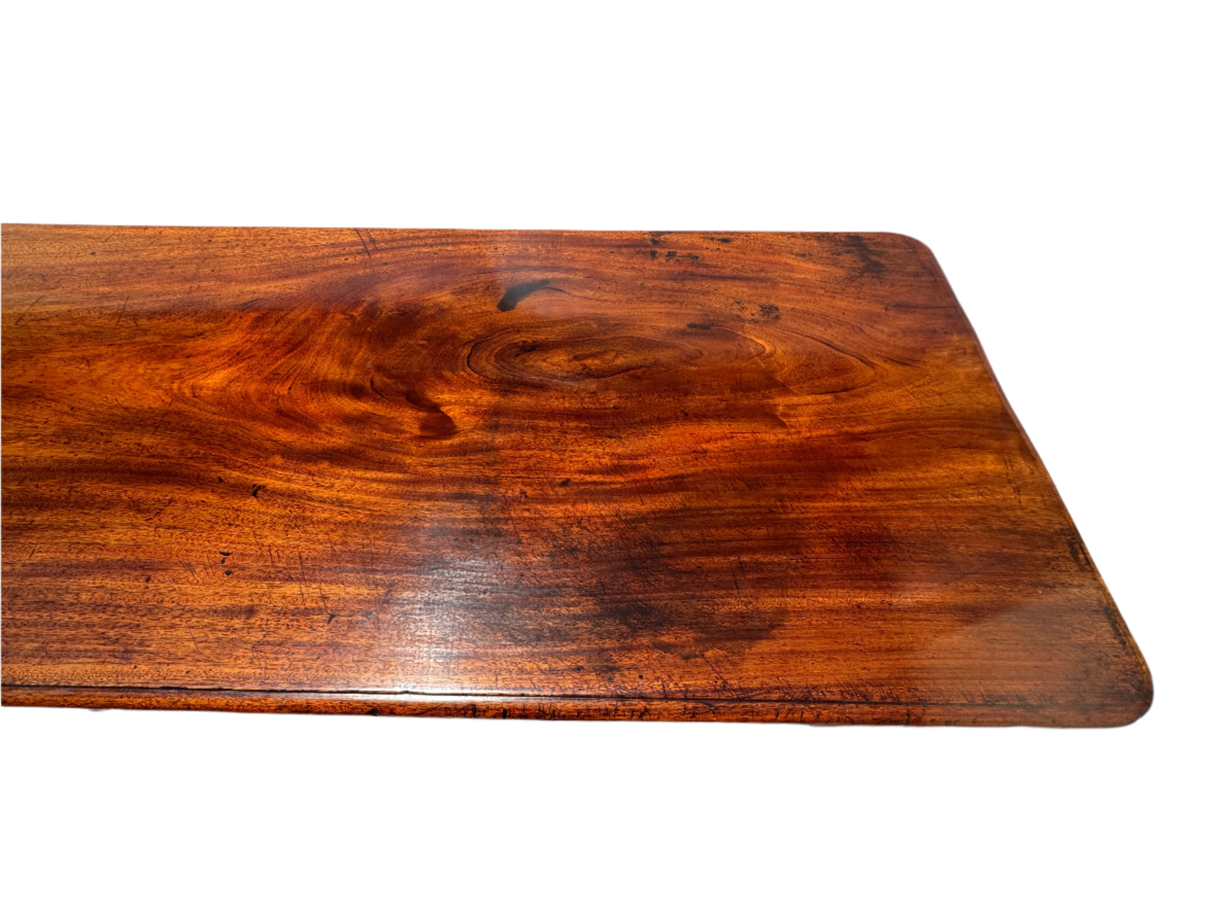 AF1-320: Antique American Classical Single Plank Mahogany Farm Table Mid 19th Century - Image 8