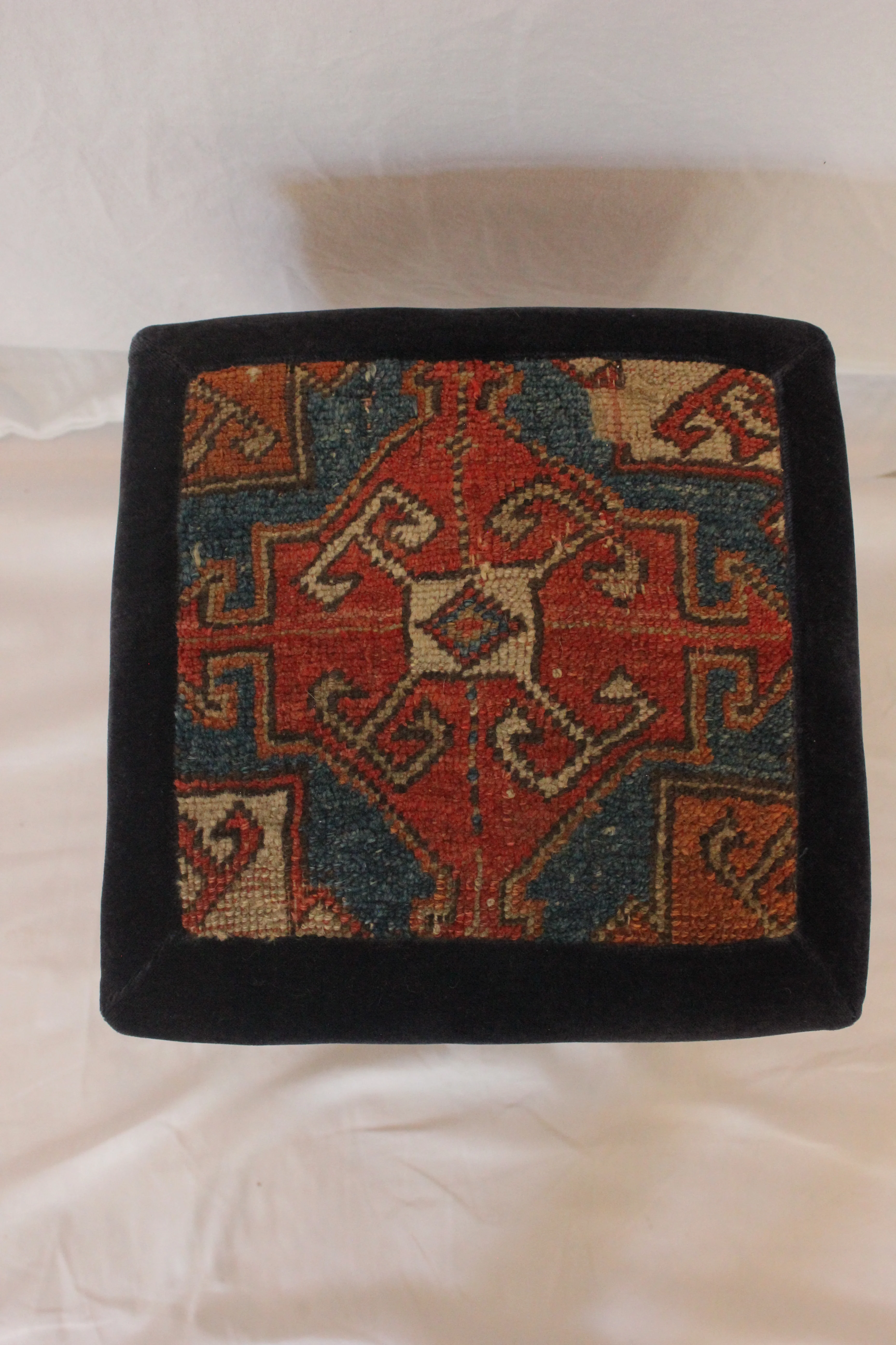 AF2-227: Antique Late 19th Century Moroccan Stool with Hand Knotted Rug Upholstery - Image 5
