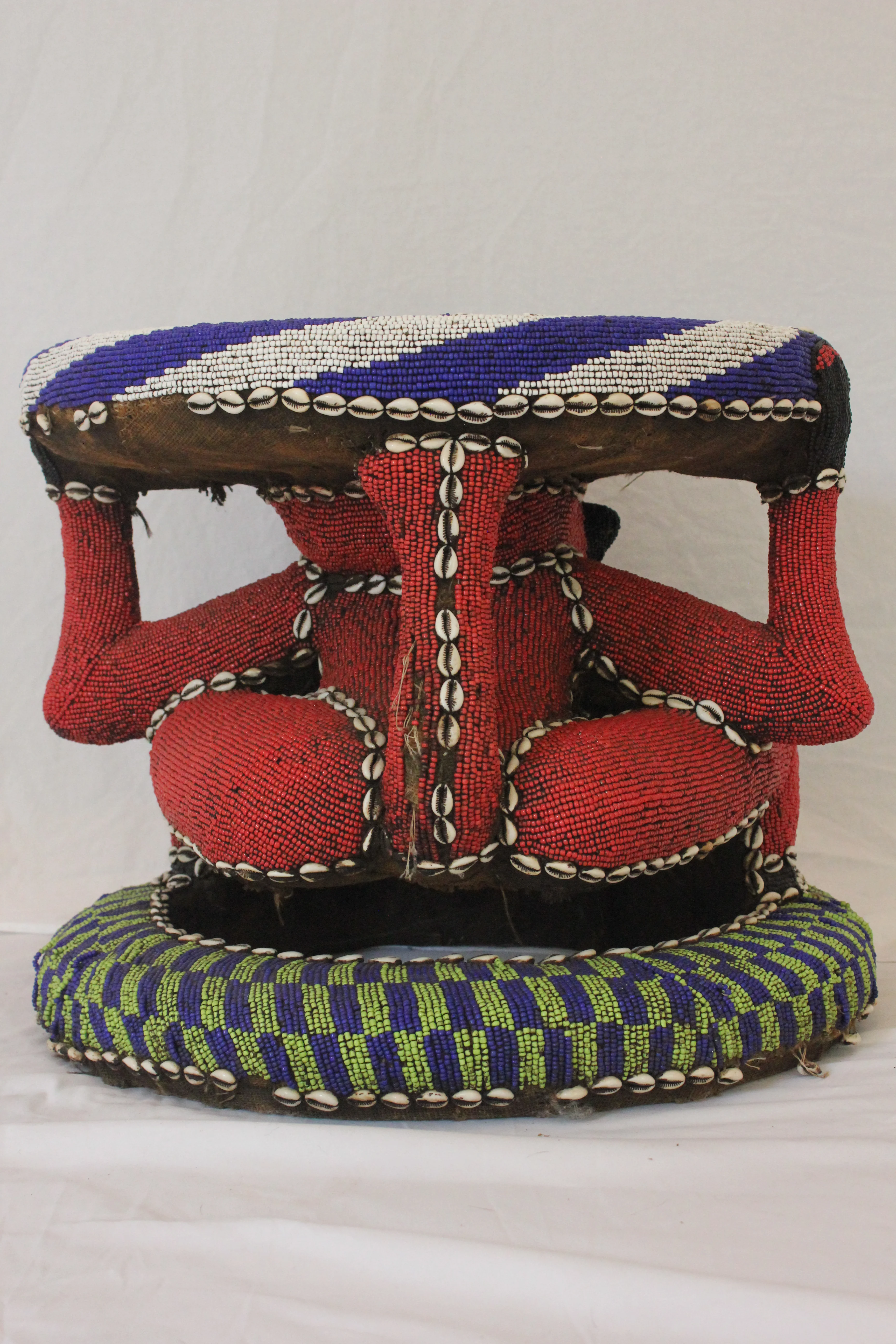 AF2-380 - Vintage Late 20th Century Nigerian Beaded Monkey Stool - Image 6