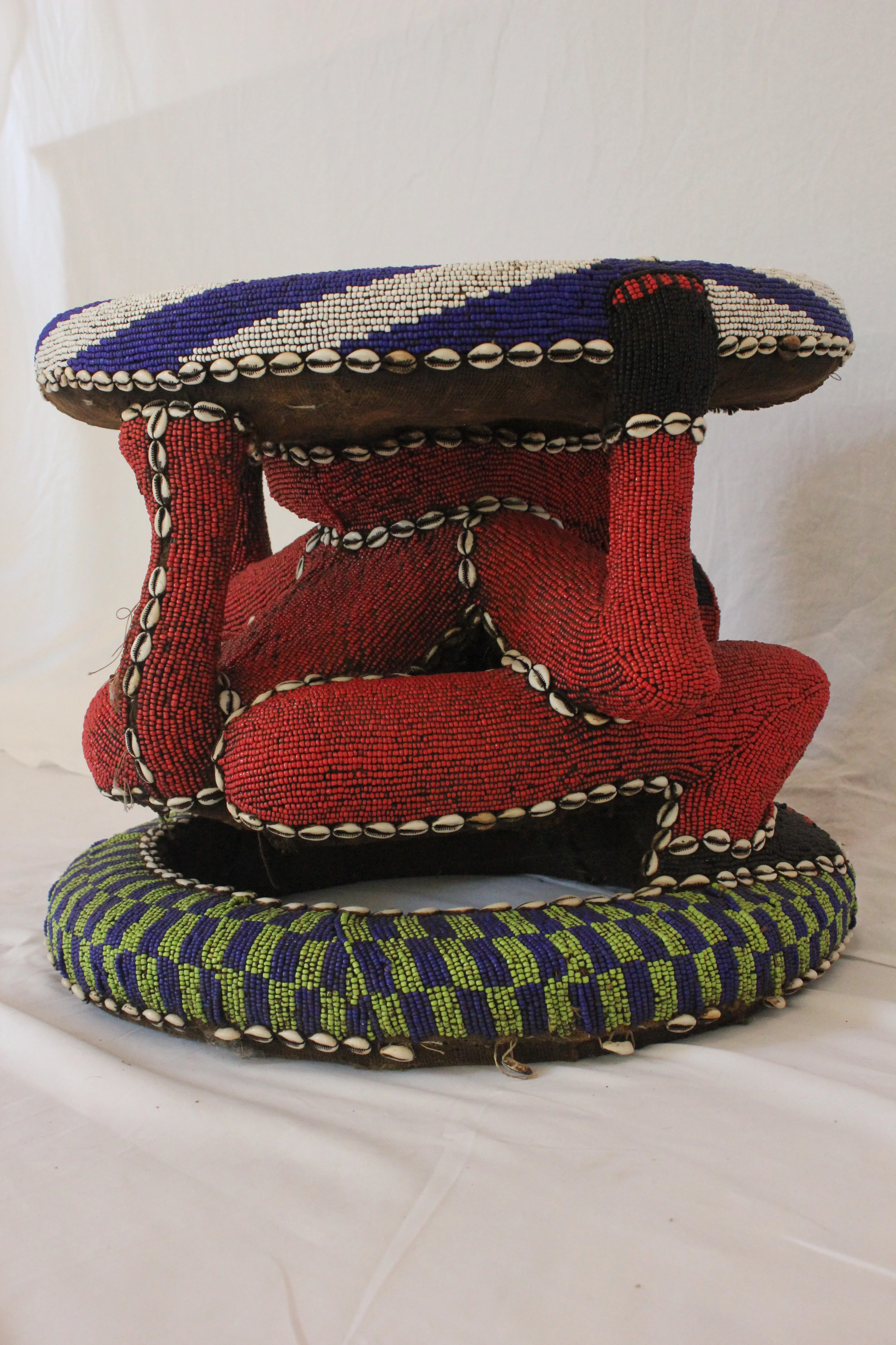 AF2-380 - Vintage Late 20th Century Nigerian Beaded Monkey Stool - Image 7