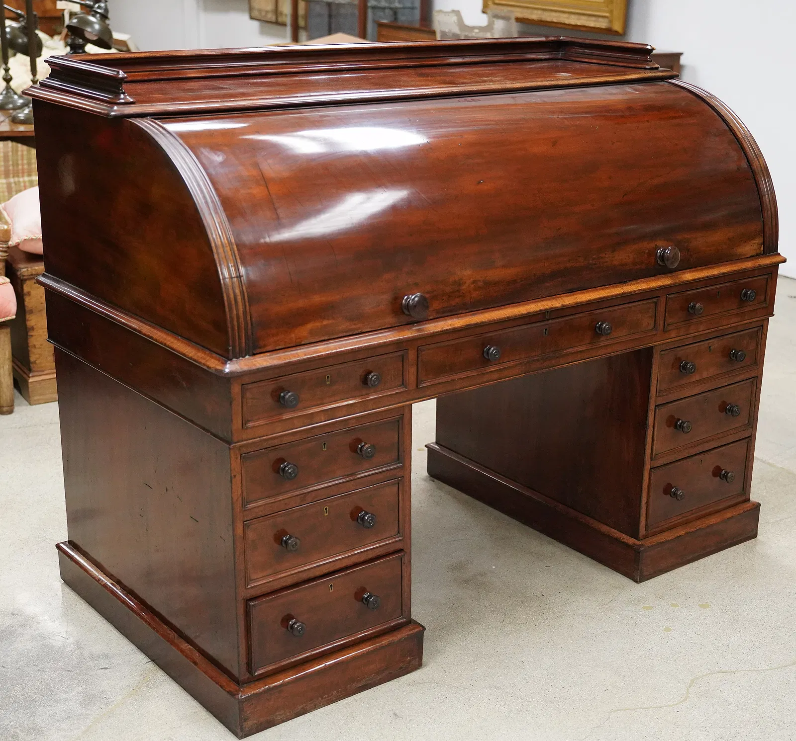 AF5-055: Antique English Mahogany Early Victorian Roll Top Desk By James Winter & Son - Image 12