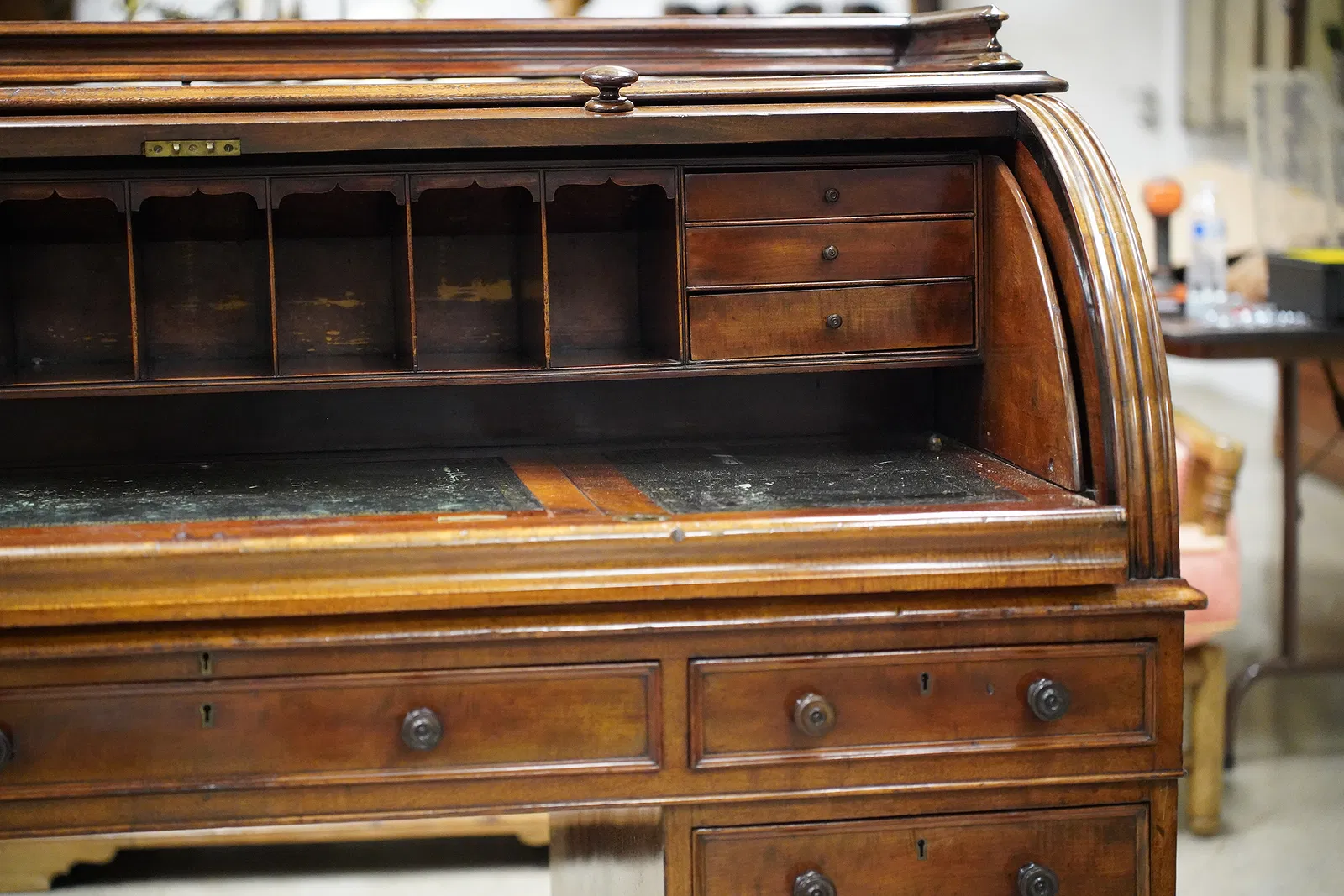 AF5-055: Antique English Mahogany Early Victorian Roll Top Desk By James Winter & Son - Image 3
