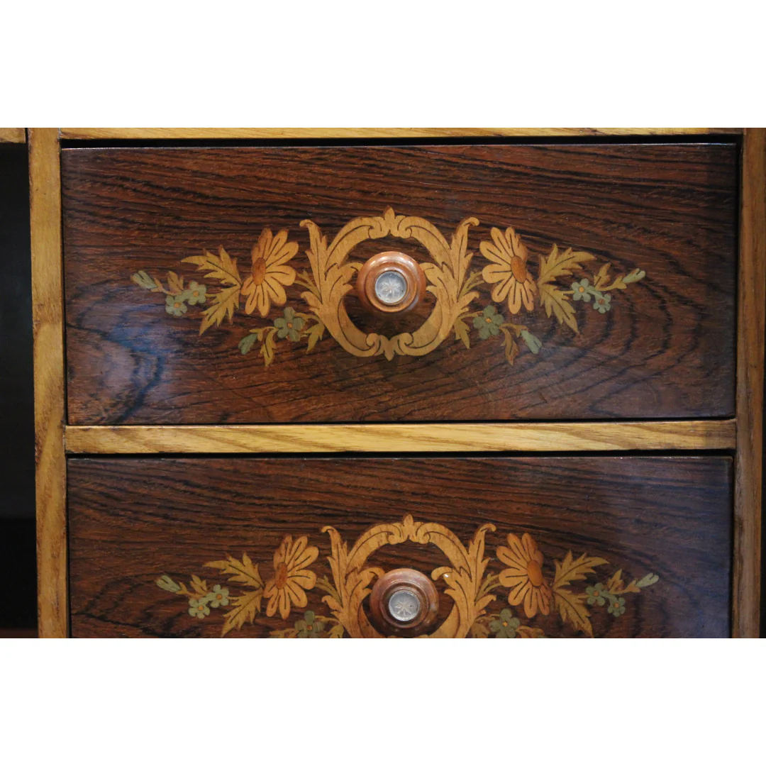 AF5-336: Antique Early 19th Century German Burled Walnut Drop Front Secretaire Abattant w Inlay - Image 5