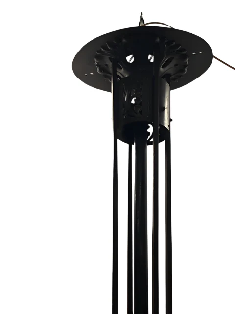 AL1-008: Antique Art Nouveau Milk Glass and Forged Iron Chandelier - Image 6