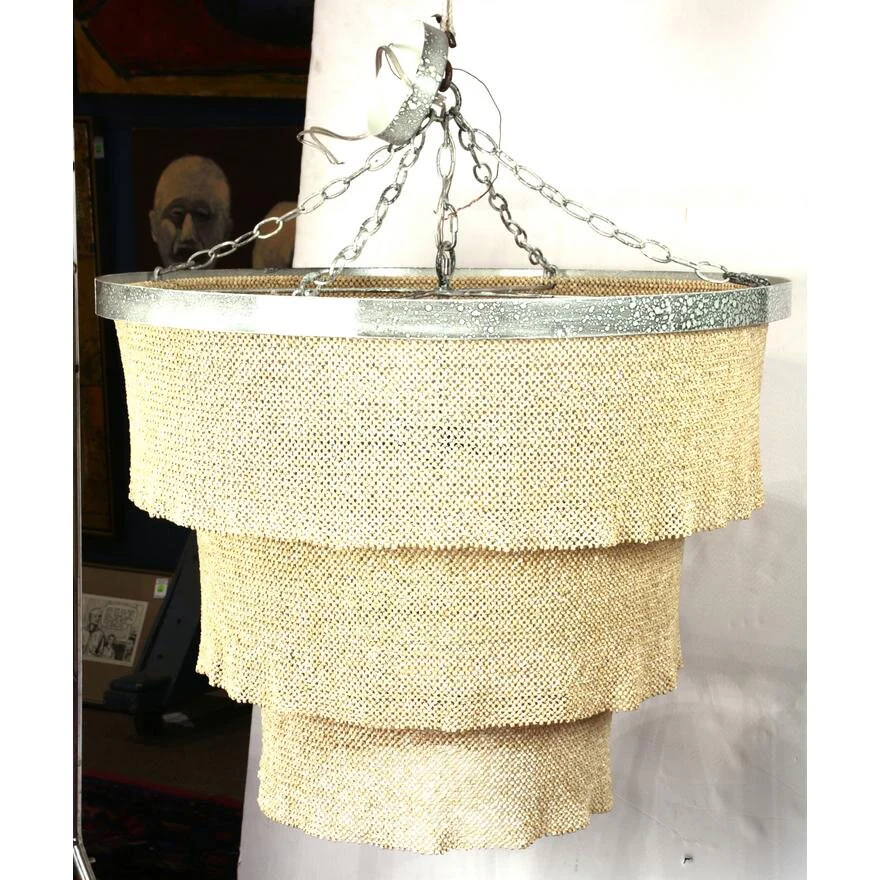 AL1-023: Late 20th Century Modernist Beaded Waterfall Chandelier - Image 4