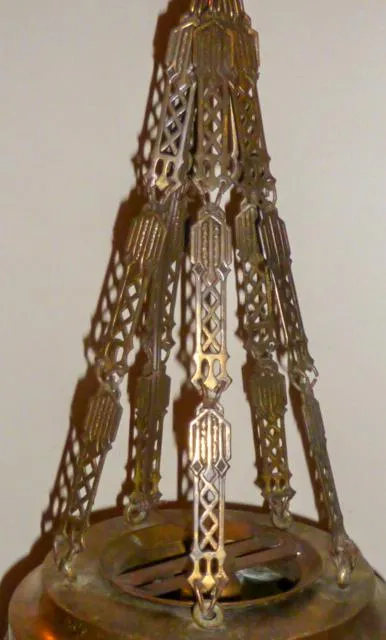 AL1-054: Antique Early 20th C Art Nouveau / Arts & Crafts Chunk Glass Pendant Light - Image 3