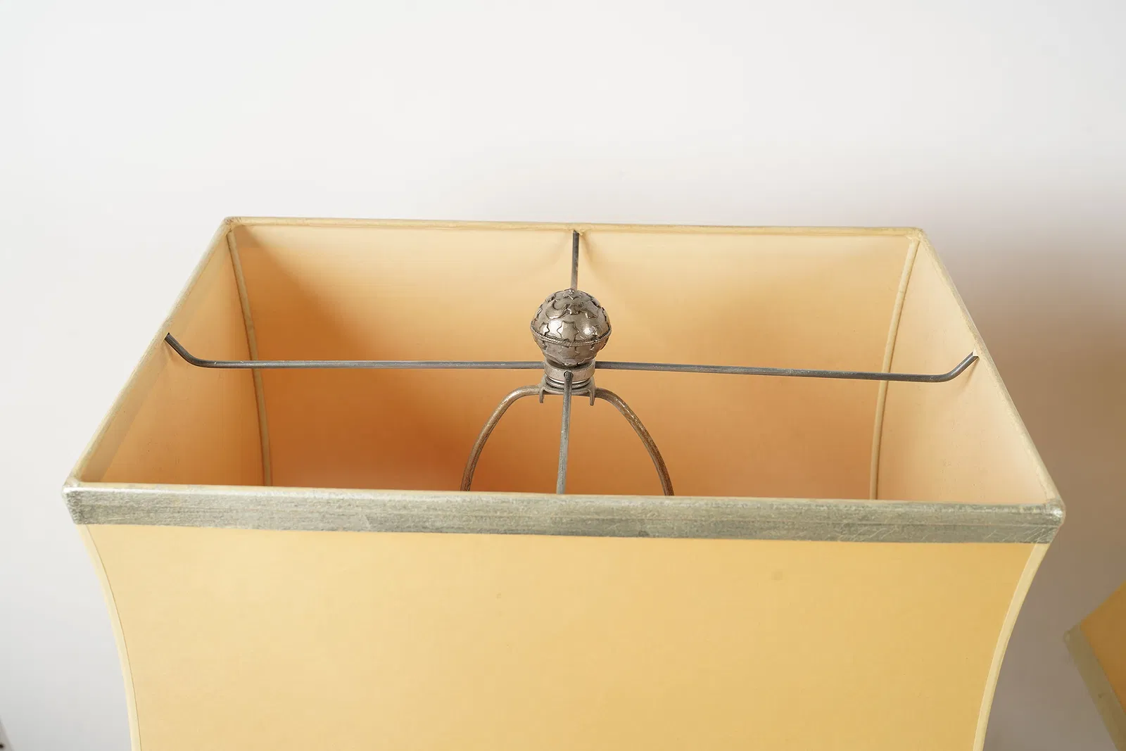 AL2-058: Robert Kuo Pair of Sculptural Brass Lamps With Parchment Shades - Image 6