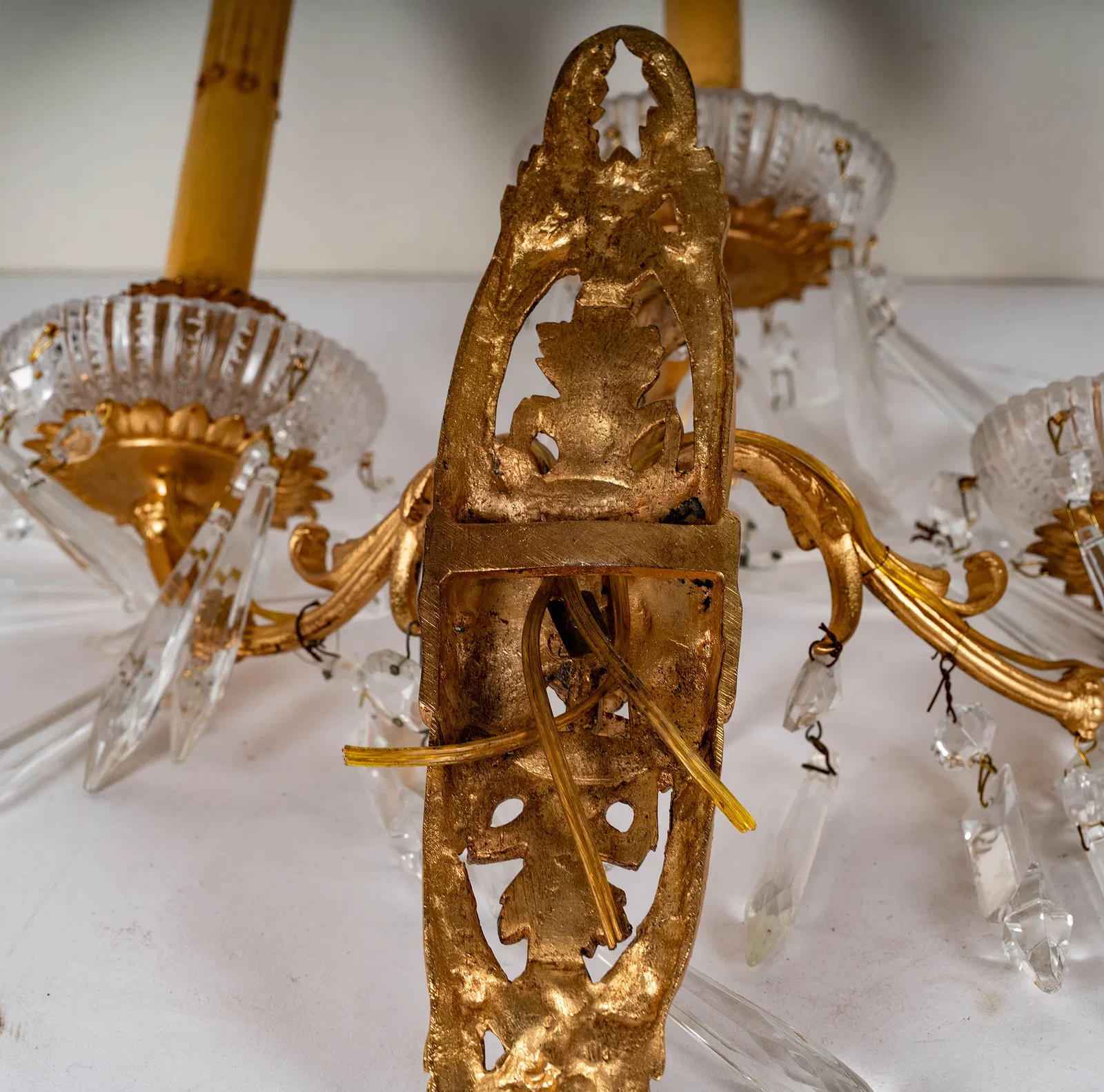 AL3-007: Antique Pair 19th Century Louis XV Gilt Bronze Candle Sconces Electrified - Image 11