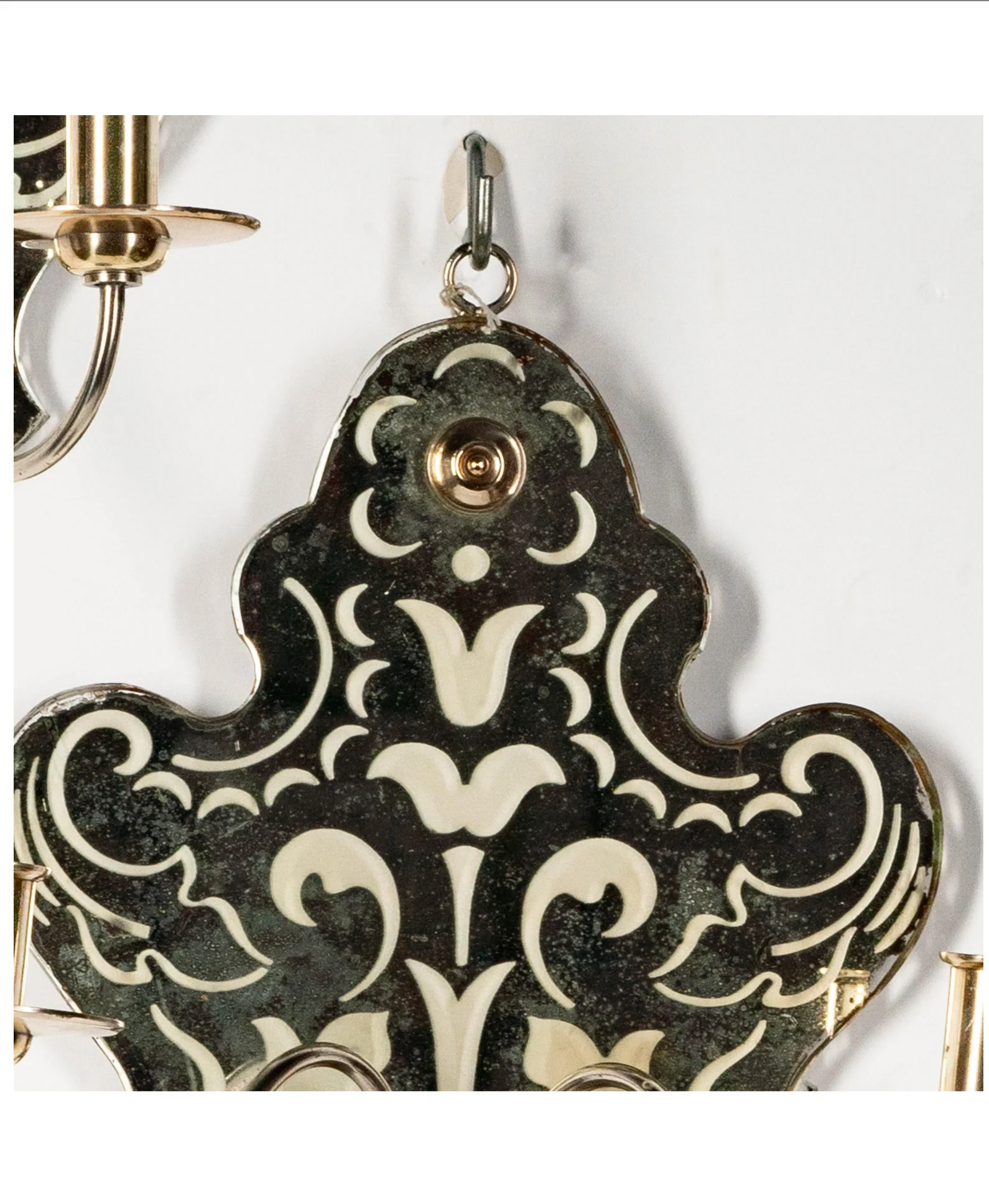 AL3-010: Mid 20th Century Etched Mirror Back Wall Sconces - Image 4