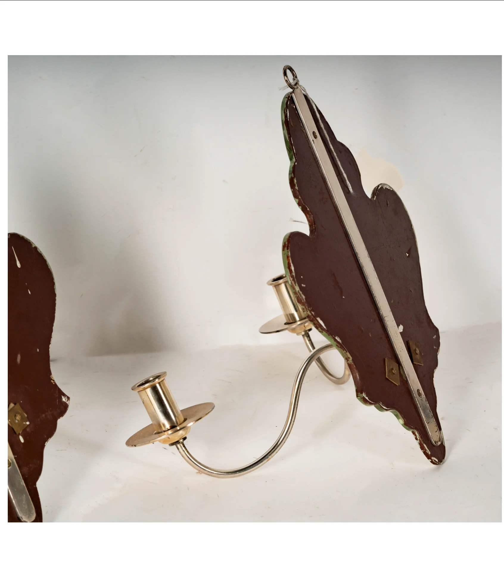 AL3-010: Mid 20th Century Etched Mirror Back Wall Sconces - Image 7