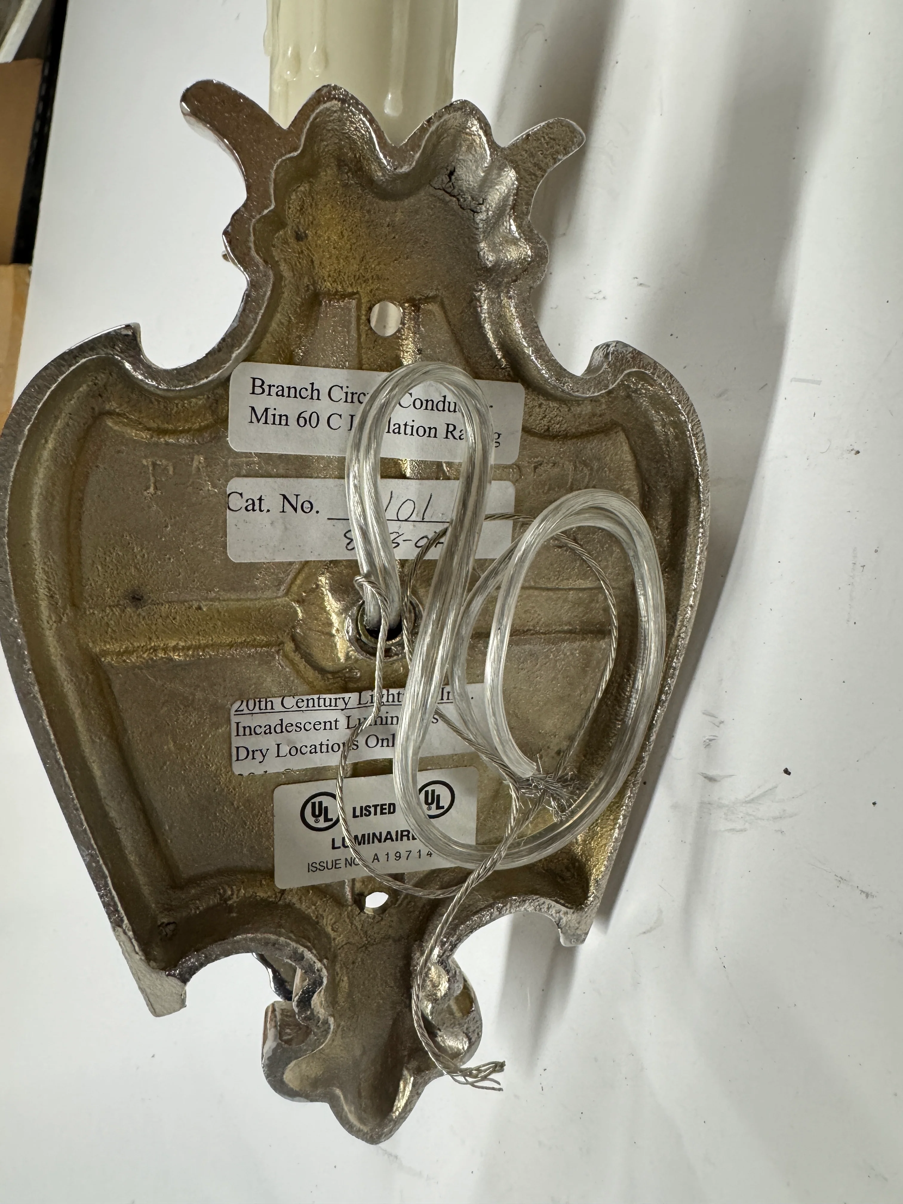 AL3-025: 20th Century Lighting Pair of Spanish Colonial Sconces Marseilles Old Nickel Finish - Image 5