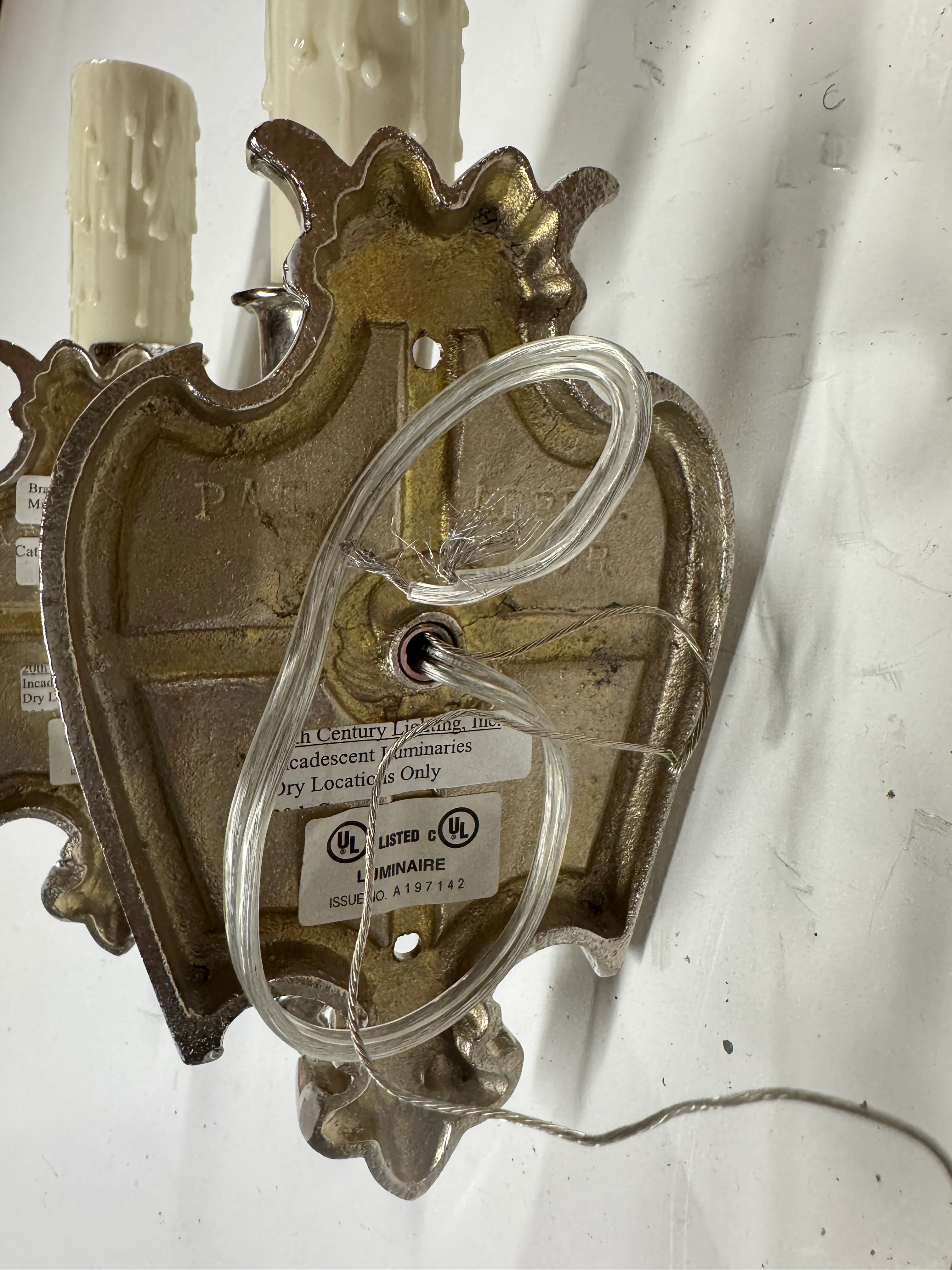 AL3-025: 20th Century Lighting Pair of Spanish Colonial Sconces Marseilles Old Nickel Finish - Image 6