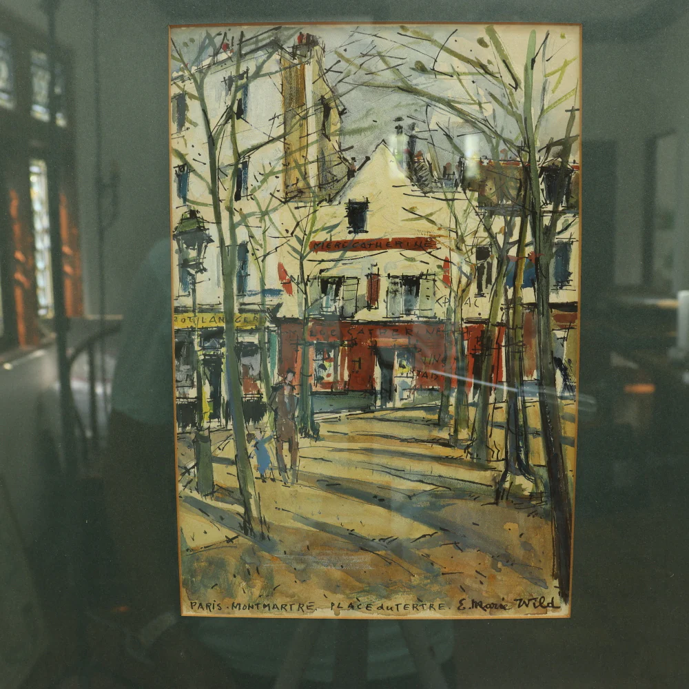 AW3-194: E Marie Wild - Montmartre Place du Tertre Paris - Post Impressionist Watercolor - Image 4