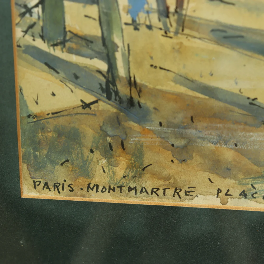 AW3-194: E Marie Wild - Montmartre Place du Tertre Paris - Post Impressionist Watercolor - Image 5