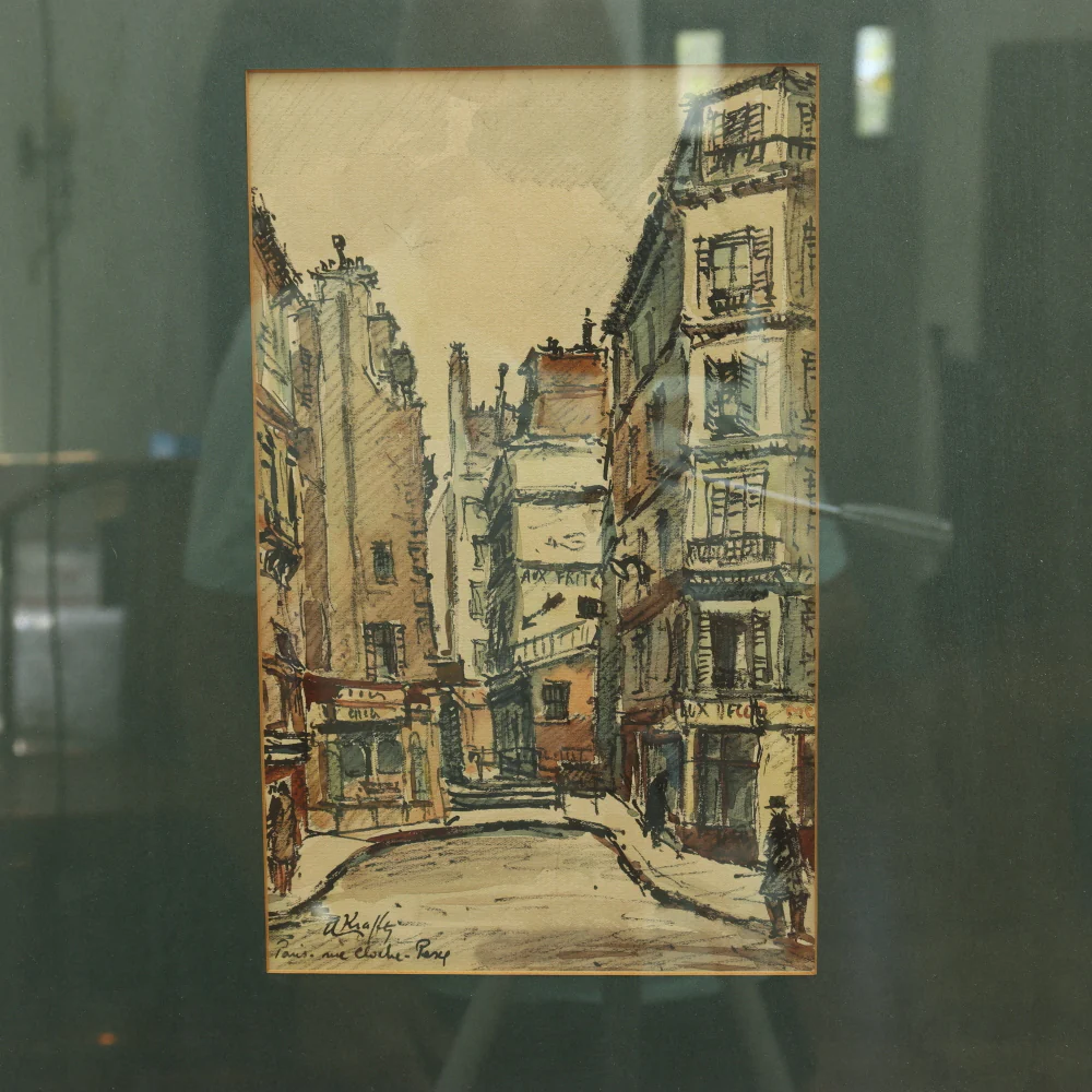 AW3-195: "Rue Cloche Perce" Mid Century Watercolor - French School - Post Impressionist - Image 3