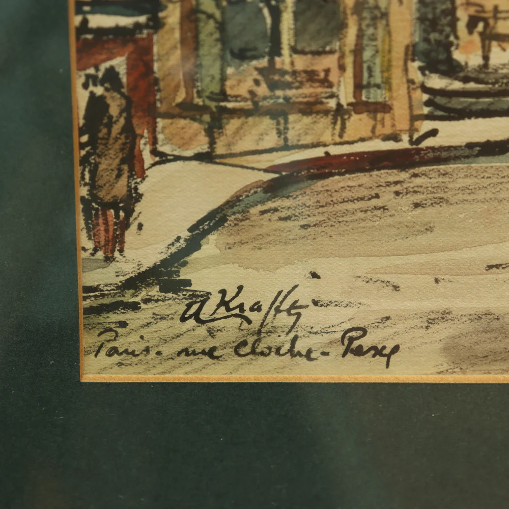 AW3-195: "Rue Cloche Perce" Mid Century Watercolor - French School - Post Impressionist - Image 5