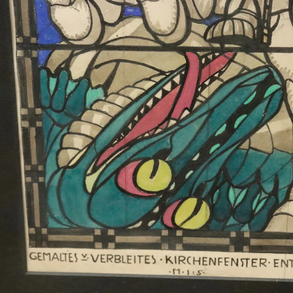 AW3-239: Alfred Basel St. George Slaying the Dragon Watercolor and Ink on Paper Circa 1890 - Image 7