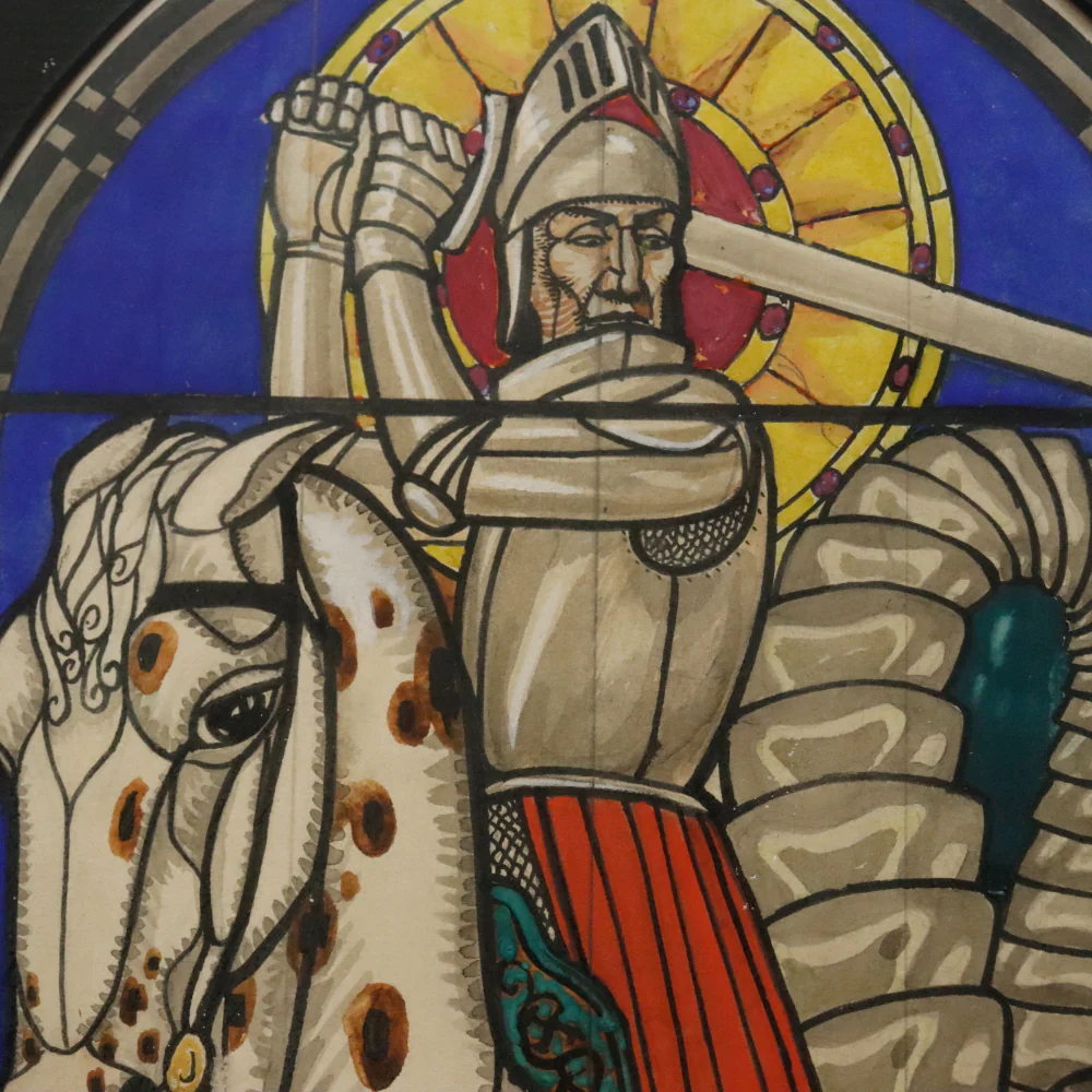 AW3-239: Alfred Basel St. George Slaying the Dragon Watercolor and Ink on Paper Circa 1890 - Image 8