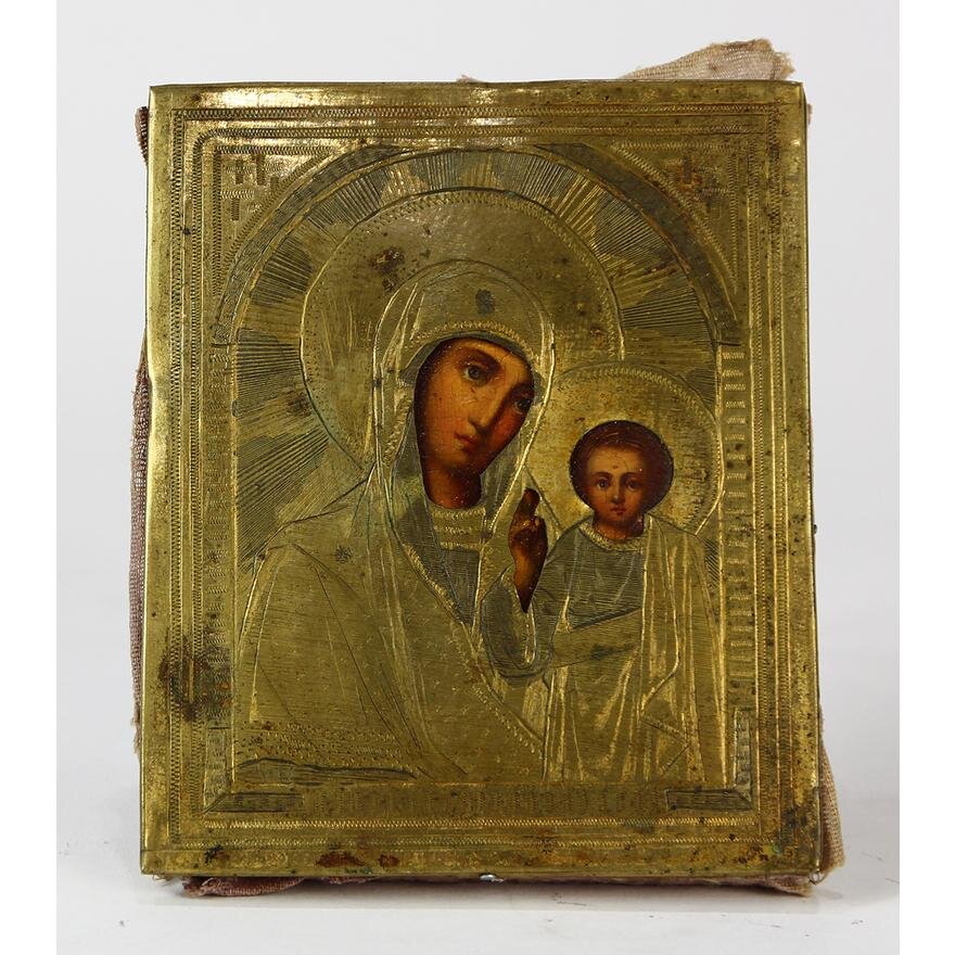AW501: Russian School - Mother of God - Oil On Board - Image 3